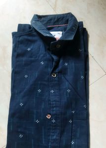 Men's Blue Printed Casual Shirt