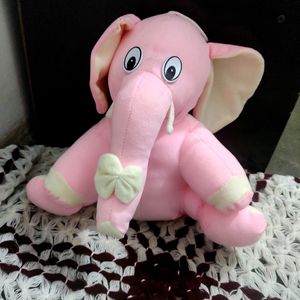 White Pink Baby Elephant Soft Toy for Kids