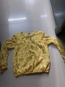Yellow Floral Print Long Sleeve Top