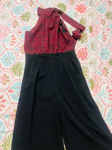 Chic Red & Black Jumpsuit