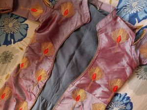 🍑 Peach &amp; Grey Ethnic Designer Gown 🍑