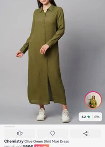 Chemistry Olive Green Shirt Maxi Dress