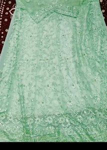 Unstitched Elegant Mint Green Embroidered Kurta Se