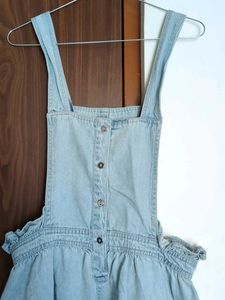 Light Wash Denim Pinafore Dress