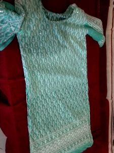 Embellished cyan Kurta
