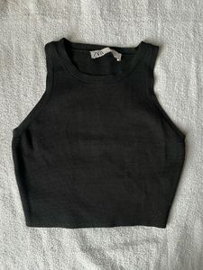 ZARA Black Ribbed Crop Top
