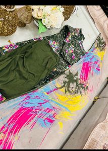 Embroidered green Kurta Set with Dupatta