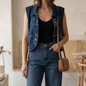 Embellished Denim Vest