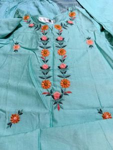 Embroidered Teal Kurta Set with Dupatta