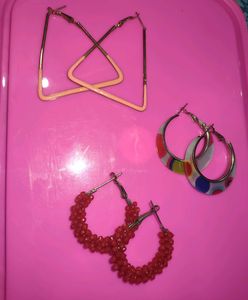 Set of 3 Pairs Hoop Earrings