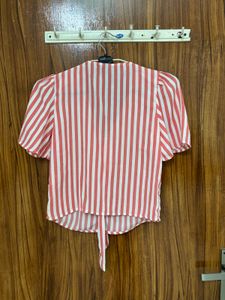 Striped Tie-Front Blouse