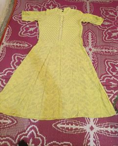 Yellow Printed Fit & Flare Dress