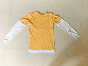 Men's Yellow &amp; White Color Block T-Shirt