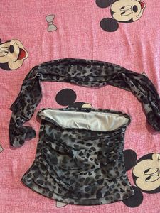 Leopard Print Strapless Top