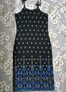 Cute Black Floral Print Strap Kurti