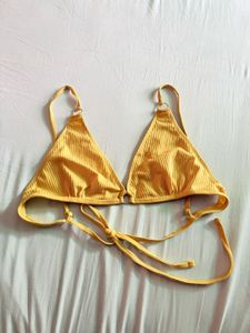 Yellow Ribbed Bikini Top