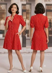 🎀👗Blair_ Retro Midi Dress with Ruffle Collar👗🎀