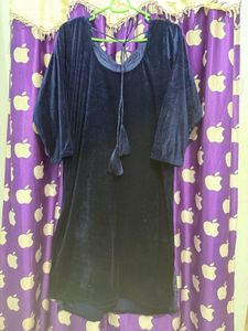 Elegant Blue Velvet Kurta Set