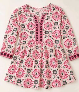 Pink & Black Ethnic Print Kurta