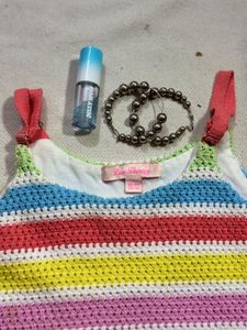 Rainbow Striped Cropped Top