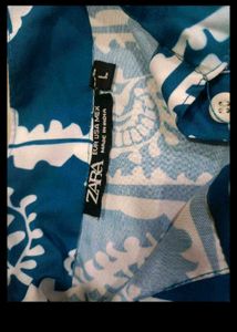 Zara Blue Print Midi Dress