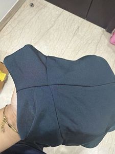 Navy Blue Wide Leg Track Pants