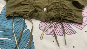 Chic Olive Green Ruched Crop Top