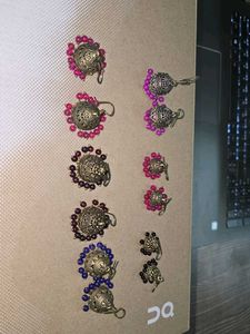 6 pairs of silver jhumkas