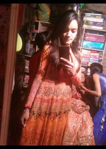 Paisley Print Heavy orange Gown