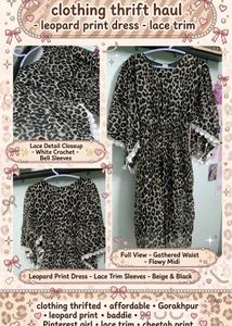 Leopard Print Dress with Lace Trim