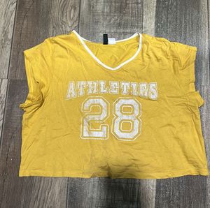 Yellow Cropped Athletics T-Shirt