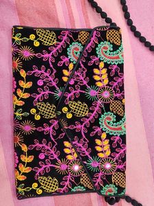 Embroidered Floral Clutch