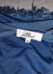 Blue Shaggy Crop Top