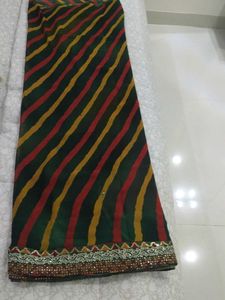 Vibrant Striped Saree with Embellished Border