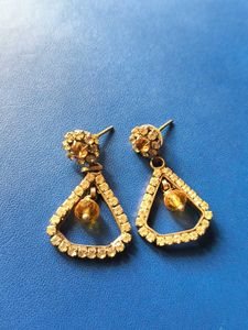 Yellow Stone Triangle Earrings