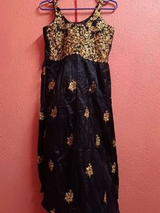 Elegant Black & Gold Embroidered Gown