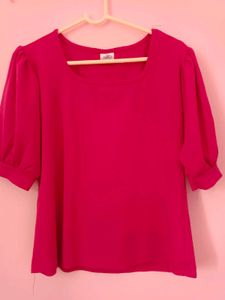 Chic Fuchsia Puff Sleeve Top