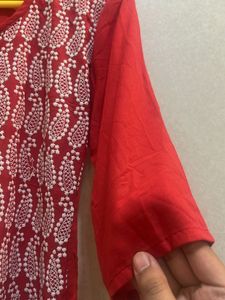 Red Chikankari Kurta