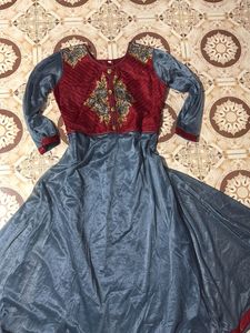 beautiful gray anarkali kurti