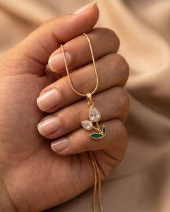 Anti tarnish Tulip Pendant Necklace
