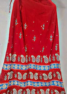Elegant Red Lehenga Choli with Golden Dupatta