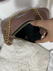 prada inspired Brown Shoulder Bag with Gold Chain