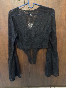 Gothic Black Lace Long Sleeve Top
