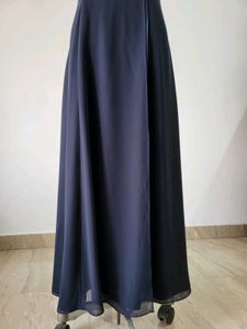 Elegant Navy Blue Lace Gown