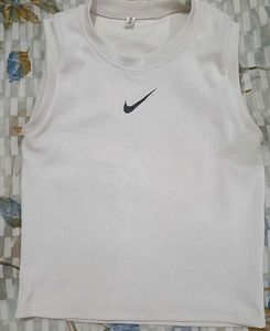 Nike White Ribbed Sleeveless Top