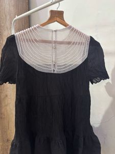 Elegant Black Tiered Beaded Dress