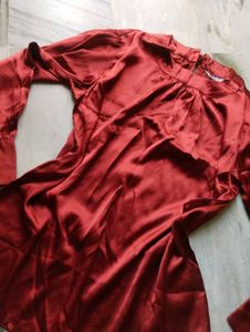 Elegant Rust Satin Blouse