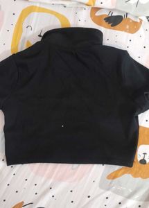 Black Cropped Polo Shirt