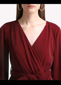 Sparkling maroon Wrap Dress