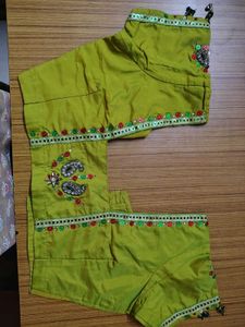 Embroidered Silk Blouse olive green